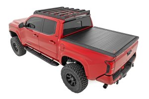 Toyota Tacoma Hard Roll Up Bed Cover - Rough Country - Black Powder-Coated Aluminum Frame - Matte Black - '24-'25 Toyota Tacoma Hard Roll Up Bed Cover - Rough Country - Black Powder-Coated Aluminum Frame - Matte Black - '24-'25